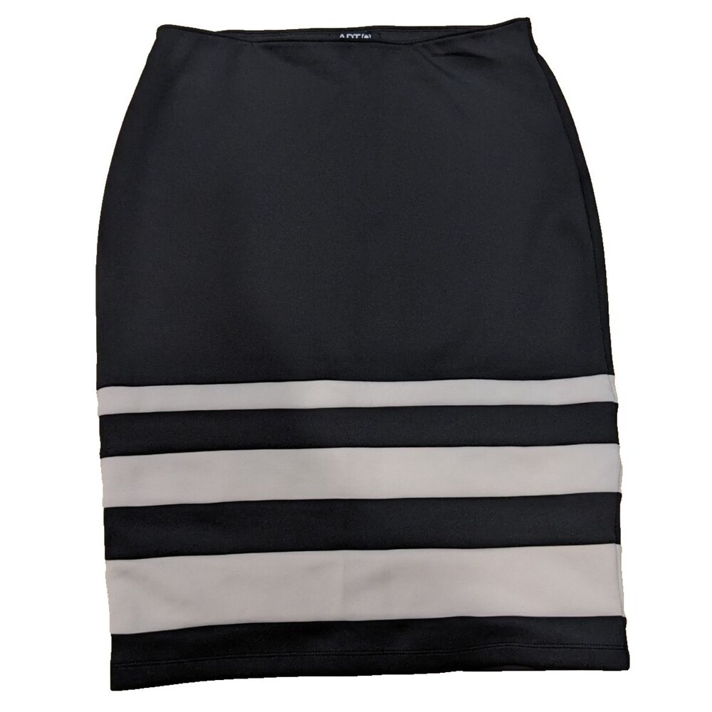 Apt 9 Pencil Skirt L Black & White Striped Knee Length Color Block Closet Staple